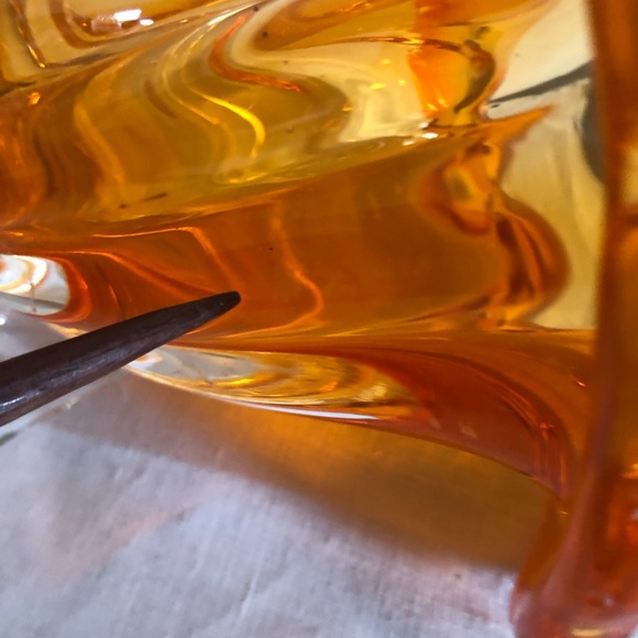 Vtg Orange Hand Blown Glass Cornucopia - Picture 12 of 14